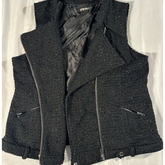 Vintage Randolph Duke Black Tweed Sparkle Zip Up Vest - Picture 2 of 4
